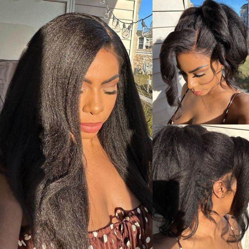 360 HD Lace Kinky Straight Wig – Glueless Brazilian Human Hair for Women - Majesty Wig