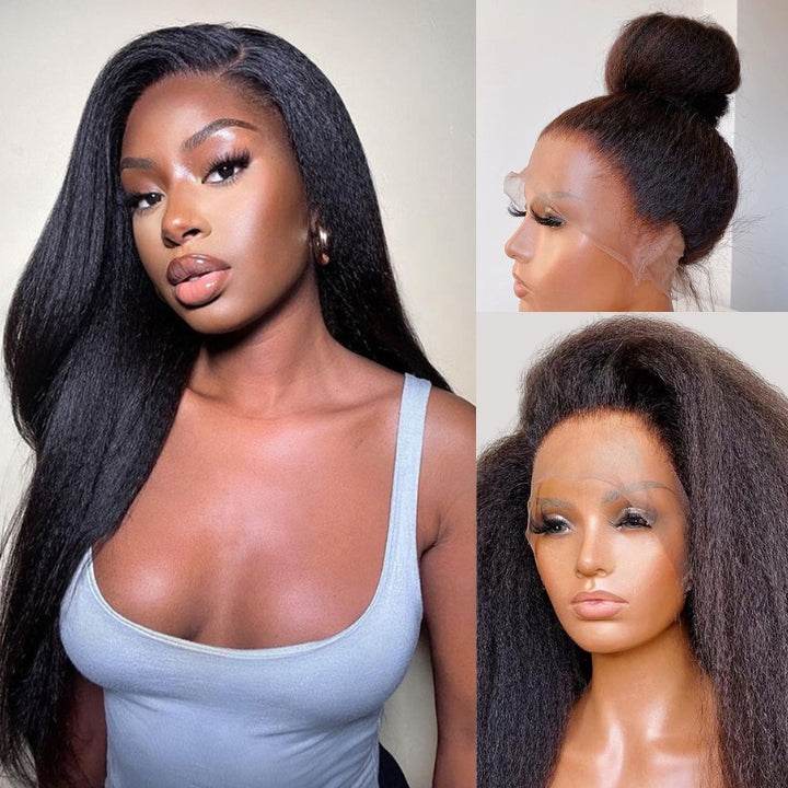 360 HD Lace Kinky Straight Wig – Glueless Brazilian Human Hair for Women - Majesty Wig