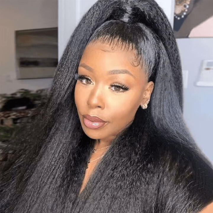 360 HD Lace Kinky Straight Wig – Glueless Brazilian Human Hair for Women - Majesty Wig