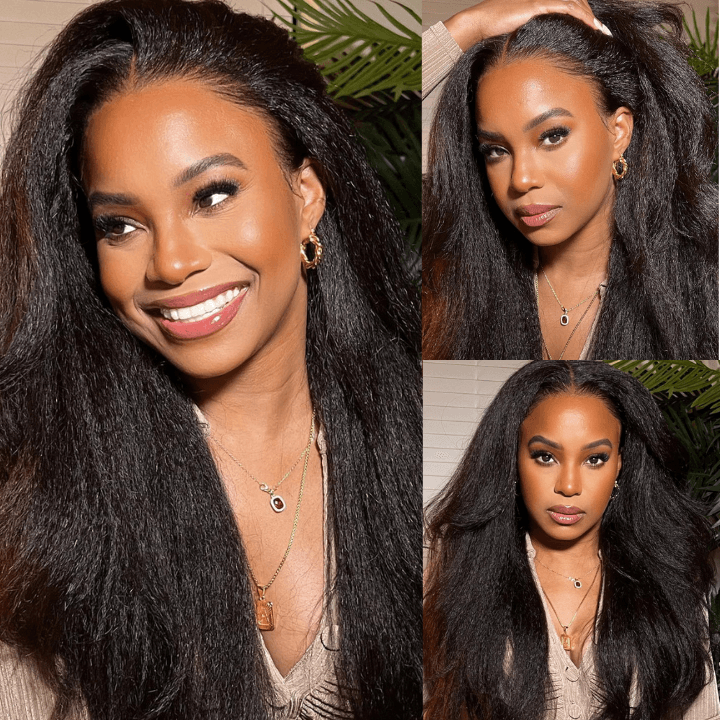 360 HD Lace Kinky Straight Wig – Glueless Brazilian Human Hair for Women - Majesty Wig