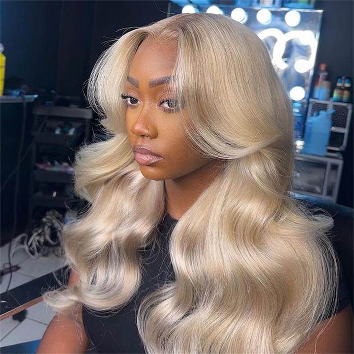 Ash Blonde Body Wave Wig – 100% Human Hair, 180% Density Lace Front for Women - Majesty Wig
