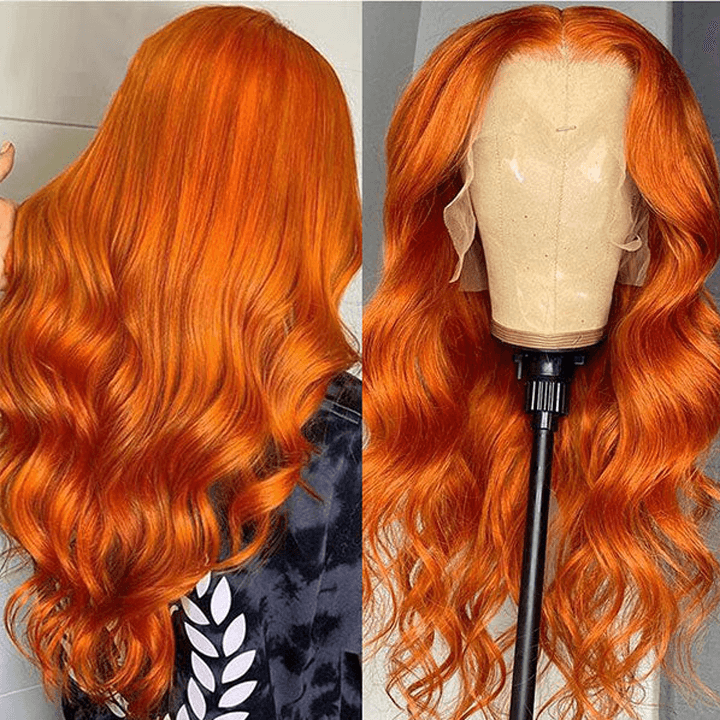 Orange Ginger Body Wave Wig – 13x4 HD Lace Front, Glueless & Pre-Plucked Human Hair Wig - Majesty Wig
