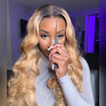 1B Honey Blonde Ombre Body Wave Wig – 13x4 Lace Front, Glueless Human Hair Wig, Pre-Plucked - Majesty Wig