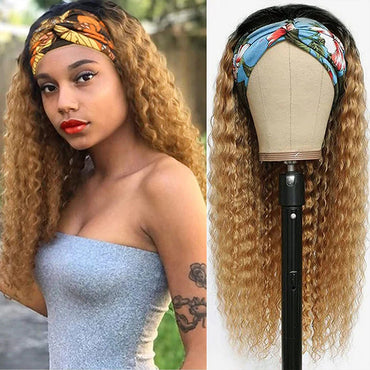 #27 Honey Blonde Deep Wave Headband Wig – Virgin Human Hair, Glueless & Ready-to-Wear