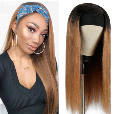 #30 Chestnut Brown Headband Wig – Straight or Body Wave Human Hair Half Wig for Women