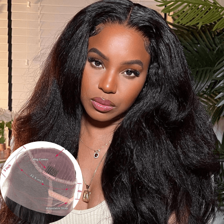 360 HD Lace Kinky Straight Wig – Glueless Brazilian Human Hair for Women - Majesty Wig