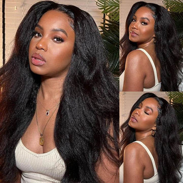 360 HD Lace Kinky Straight Wig – Glueless Brazilian Human Hair for Women - Majesty Wig