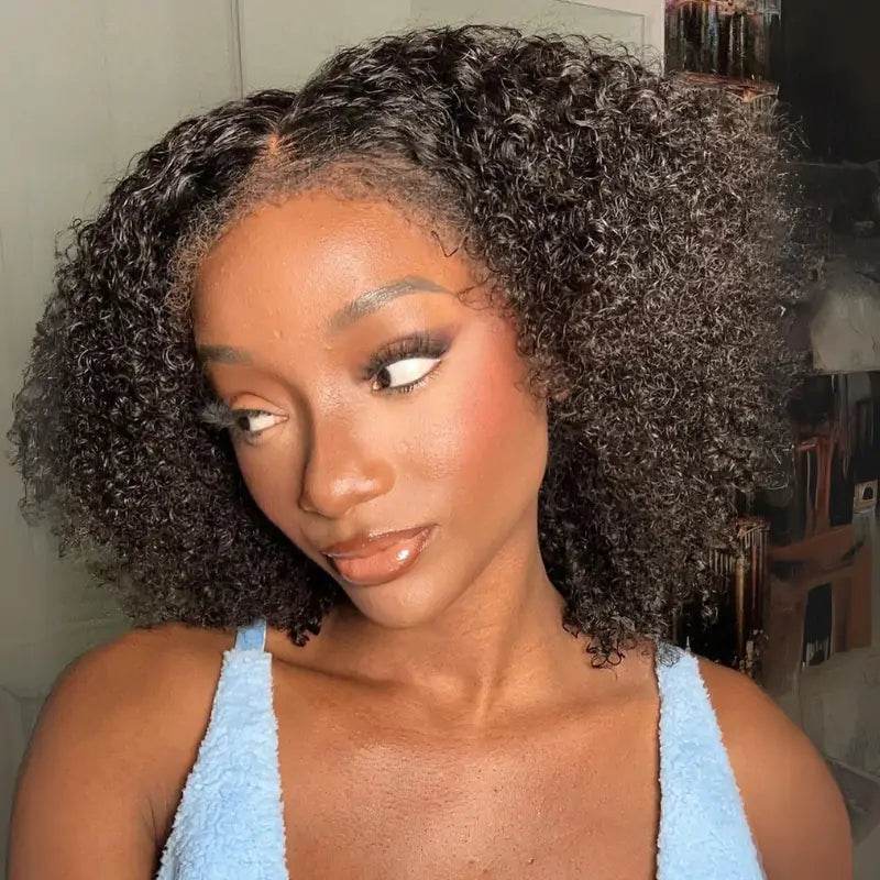 4C Kinky Edges 360 Lace Frontal Wig – Kinky Curly Human Hair, Pre-Plucked & Natural Look - Majesty Wig