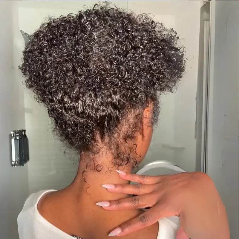 4C Kinky Edges 360 Lace Frontal Wig – Kinky Curly Human Hair, Pre-Plucked & Natural Look - Majesty Wig