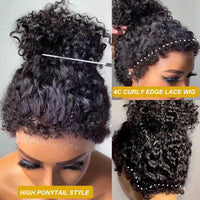4C Kinky Edges 360 Lace Frontal Wig – Kinky Curly Human Hair, Pre-Plucked & Natural Look - Majesty Wig