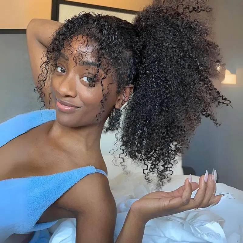 4C Kinky Edges 360 Lace Frontal Wig – Kinky Curly Human Hair, Pre-Plucked & Natural Look - Majesty Wig