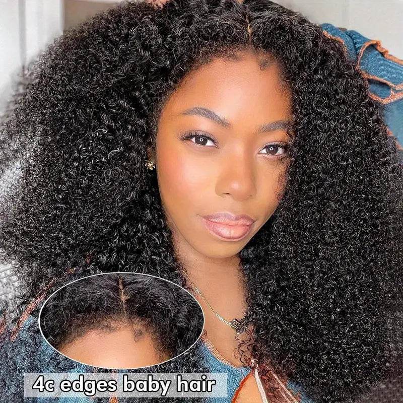 Afro Kinky Curly HD Lace Front Wig – Type 4C Edges, 13x4, 250% Density for Women - Majesty Wig