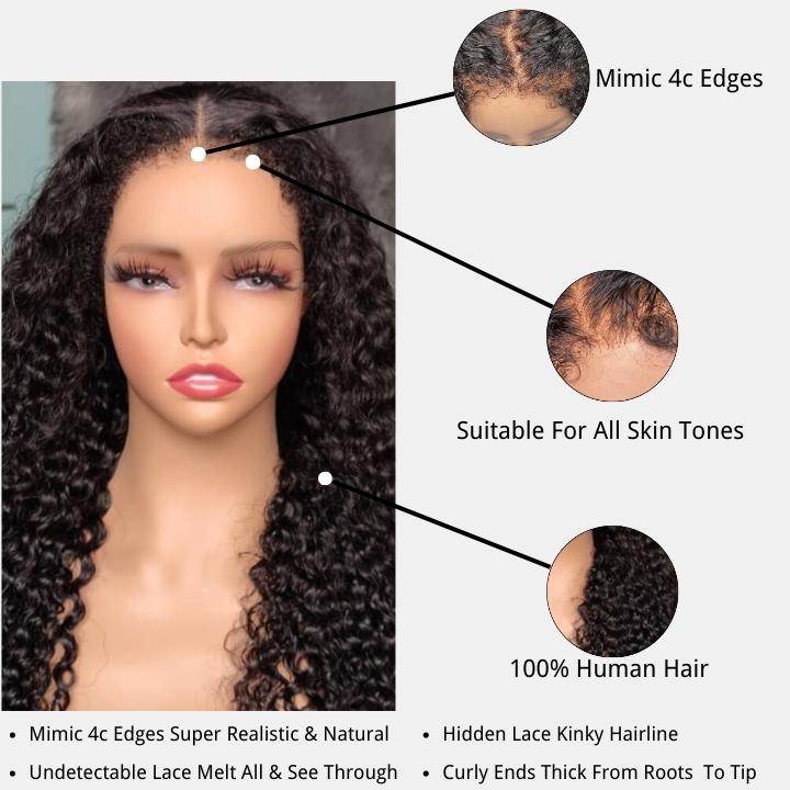Afro Kinky Curly HD Lace Front Wig – Type 4C Edges, 13x4, 250% Density for Women - Majesty Wig
