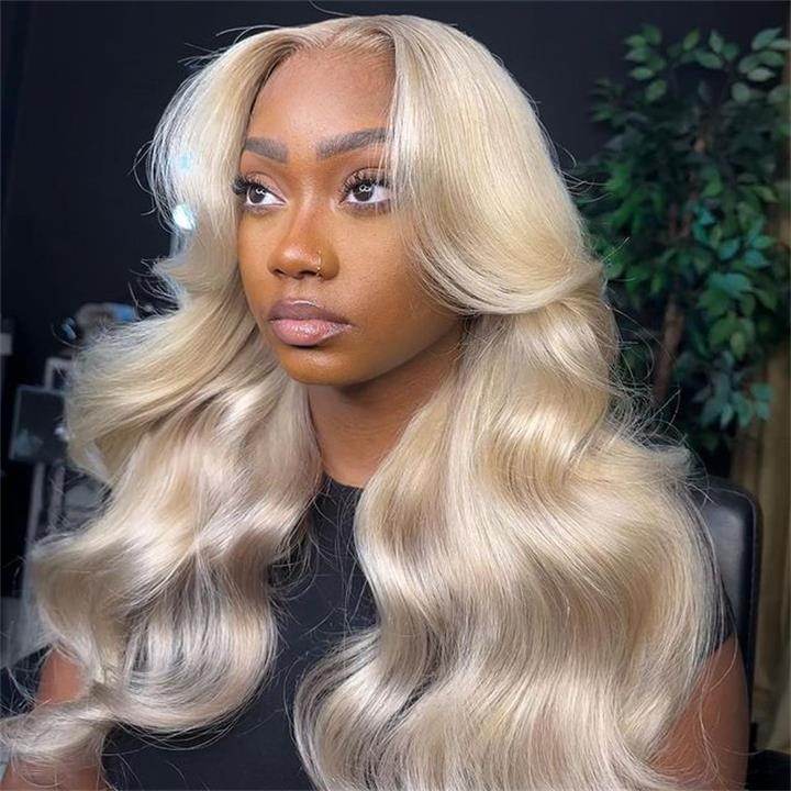 Ash Blonde Body Wave Wig – 100% Human Hair, 180% Density Lace Front for Women - Majesty Wig