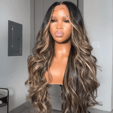 Balayage Body Wave Wig – 13x4 HD Lace Front with Honey Blonde Highlights - Majesty Wig