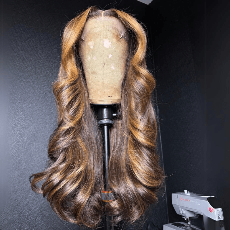 Blonde with Brown Highlights Lace Front Wig – 13x4 Glueless Human Hair Wig with Luxury Layers - Majesty Wig
