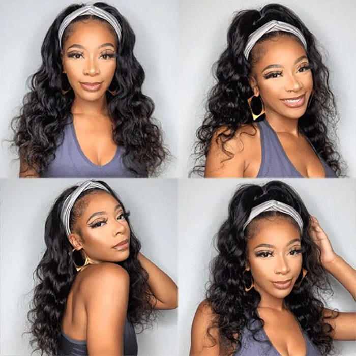 Body Wave Headband Wig – 100% Human Hair, Glueless with Free Stylish Headbands