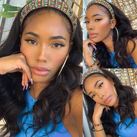 Body Wave Headband Wig – 100% Human Hair, Glueless with Free Stylish Headbands