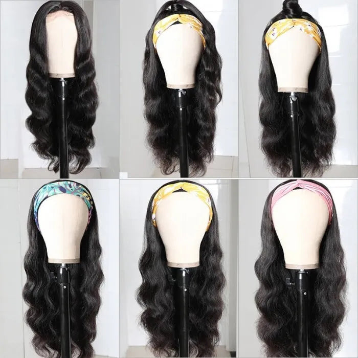 Body Wave Headband Wig – 100% Human Hair, Glueless with Free Stylish Headbands
