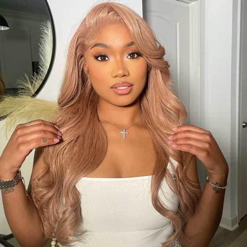 Body Wave Light Flaxen Brown Wig – 13x4 Lace Front, Glueless Human Hair, 250% Density for Women - Majesty Wig