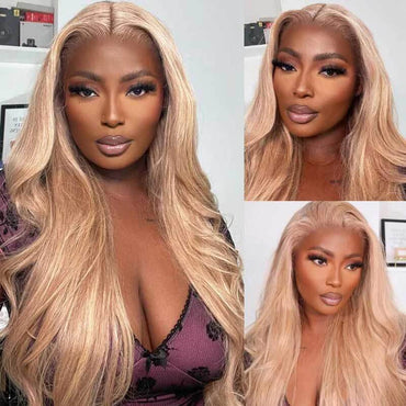 Body Wave Light Flaxen Brown Wig – 13x4 Lace Front, Glueless Human Hair, 250% Density for Women - Majesty Wig