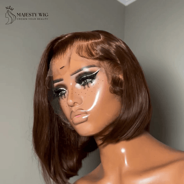 Brown Glueless Short Bob Straight Side Part Wig - Majesty Wig
