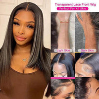 Butterfly Cut Highlight Wig – HD Lace Straight Human Hair with Gray & Black Layers - Majesty Wig