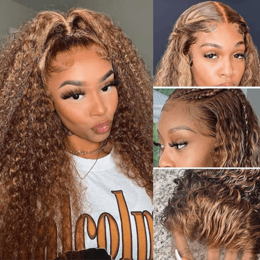 Curly Highlight Wig – 13x4 HD Lace Frontal / 4x4 Closure Ombre Human Hair Glueless Wig - Majesty Wig