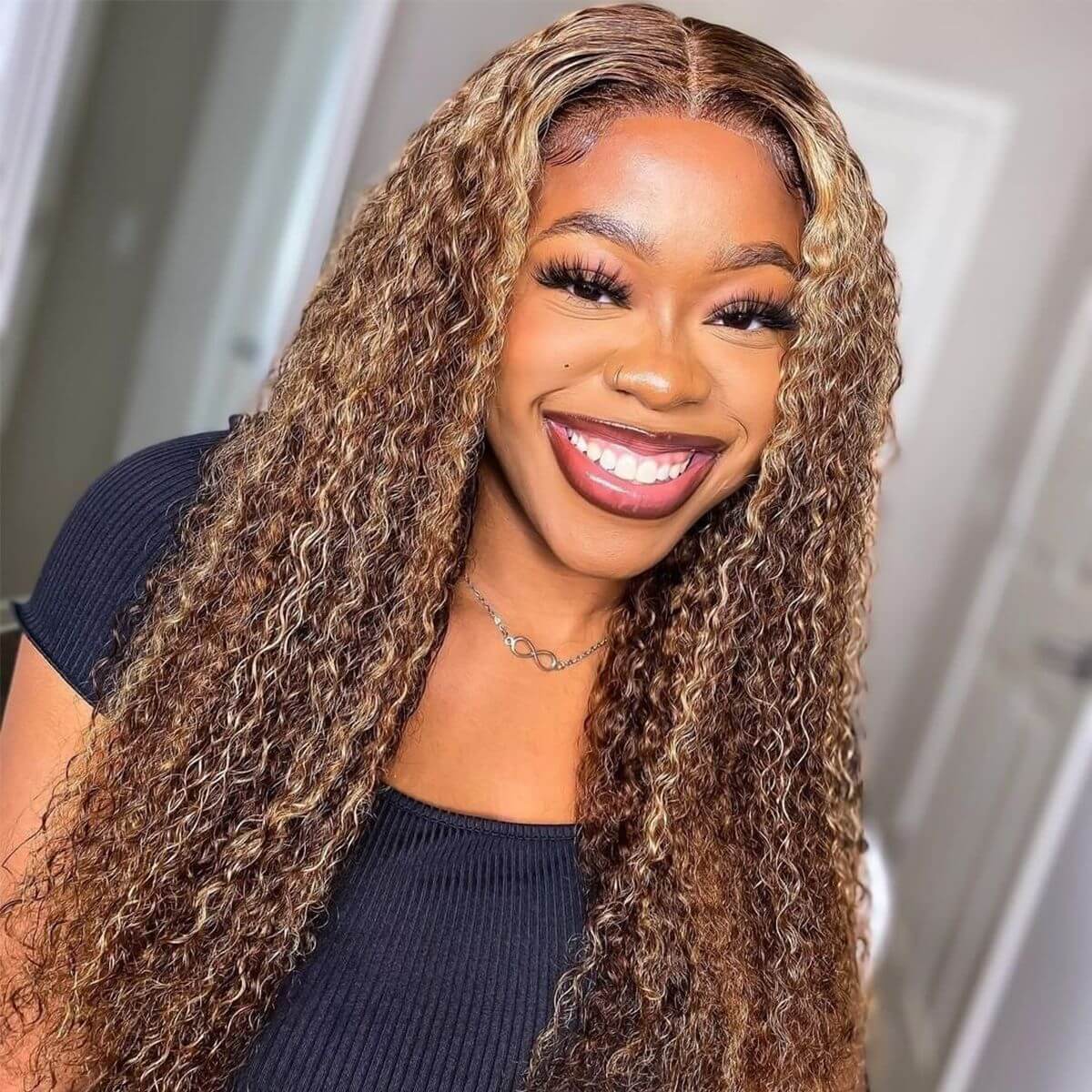 Curly Highlight Wig – 13x4 HD Lace Frontal / 4x4 Closure Ombre Human Hair Glueless Wig - Majesty Wig