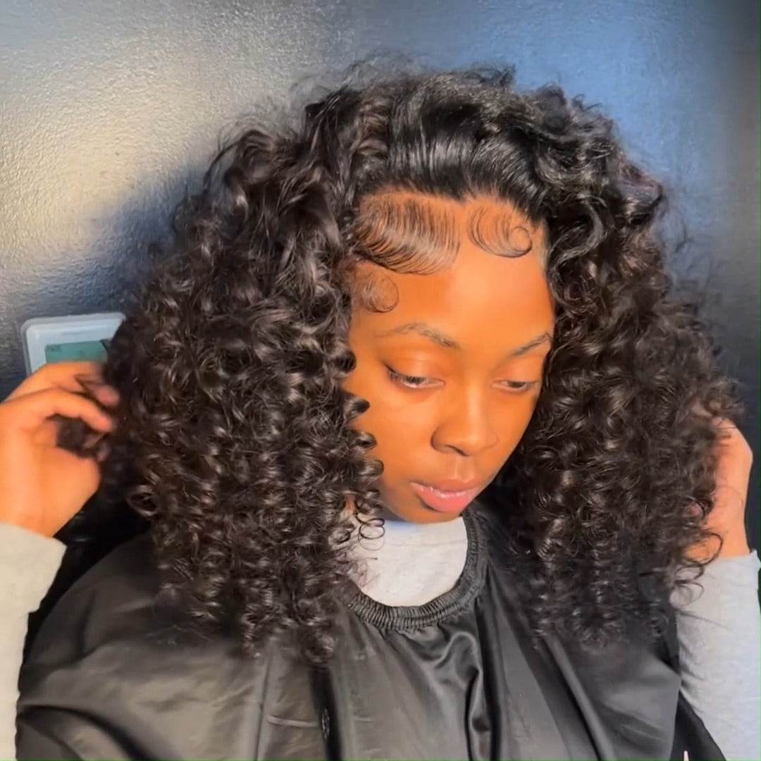 Glueless Bouncy Curly Bob Wig – 13x4 Lace Front, 180% Density Human Hair - Majesty Wig