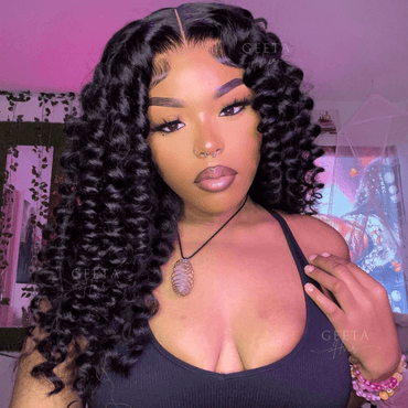 Glueless Bouncy Curly Lace Front Wig – 13x4 Transparent Pre-Plucked Human Hair Wig for Women - Majesty Wig