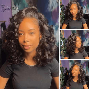 Glueless Bouncy Loose Wave Bob Wig with Lace Front - Majesty Wig