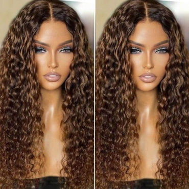 Honey Blonde Highlight Spanish Curly Wig – HD Lace Front, Glueless Human Hair Wig for Women - Majesty Wig