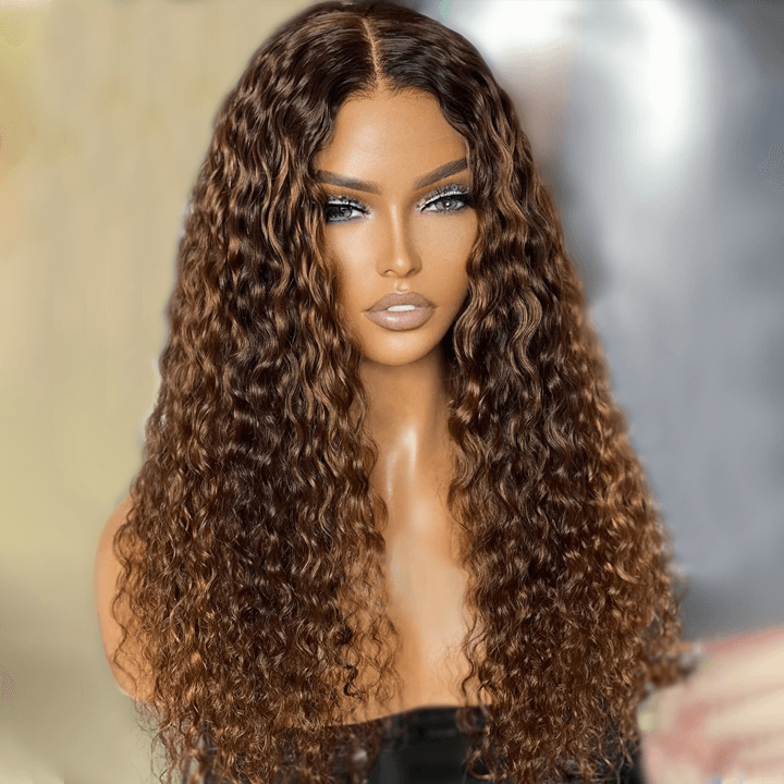 Honey Blonde Highlight Spanish Curly Wig – HD Lace Front, Glueless Human Hair Wig for Women - Majesty Wig