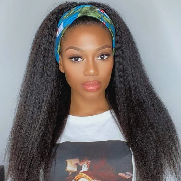 Kinky Straight Headband Wig – 100% Human Hair, Glueless & No Gel Needed for Women