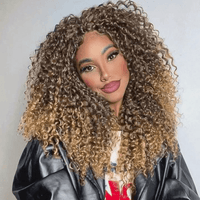 Luxury Afro Kinky Curly Lace Front Wig – 13x4 HD Lace, 250% Density, Pre-Plucked Human Hair Wig with Highlights - Majesty Wig