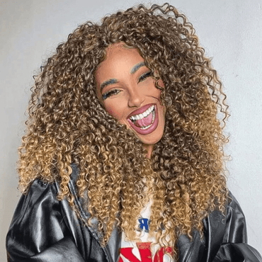 Luxury Afro Kinky Curly Lace Front Wig – 13x4 HD Lace, 250% Density, Pre-Plucked Human Hair Wig with Highlights - Majesty Wig