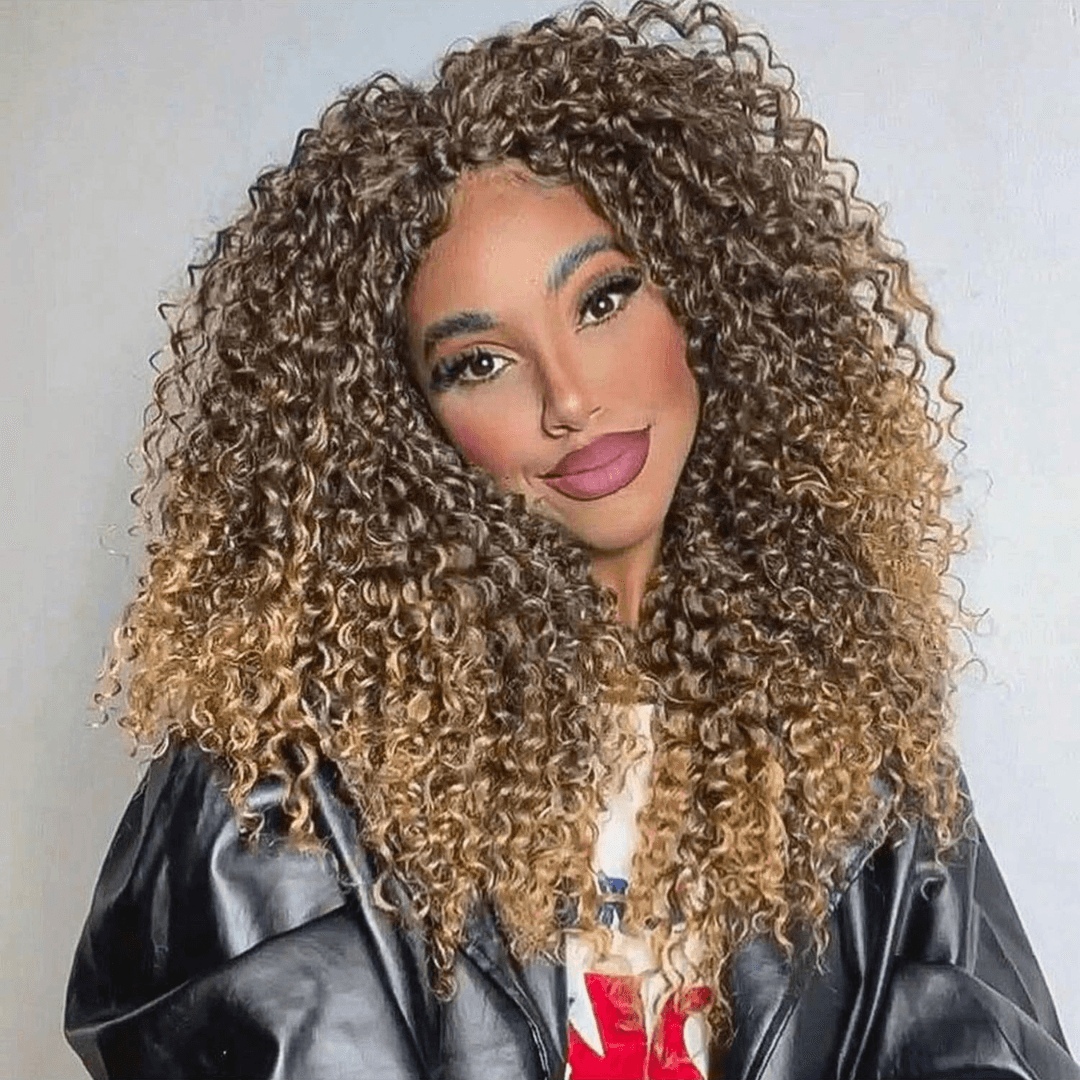 Luxury Afro Kinky Curly Lace Front Wig – 13x4 HD Lace, 250% Density, Pre-Plucked Human Hair Wig with Highlights - Majesty Wig