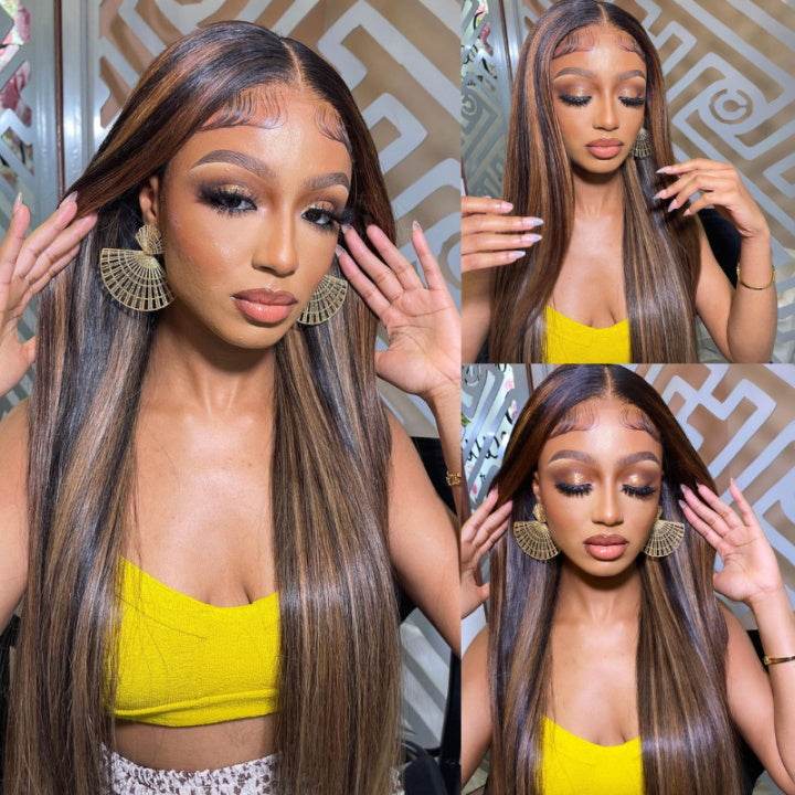 Ombre Highlight Deep Wave Wig – 13x4 HD Lace Front, Glueless Human Hair, Pre-Plucked for Women - Majesty Wig