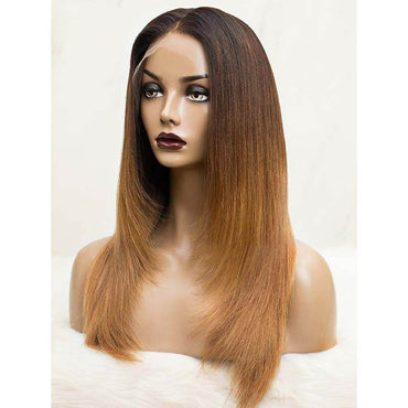 Ombre Straight Layered Lace Front Wig – T1B/4/27, Pre-Bleached Knots, Pre-Plucked, 180% Density Human Hair - Majesty Wig