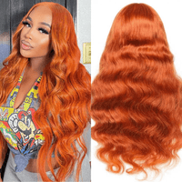 Orange Ginger Body Wave Wig – 13x4 HD Lace Front, Glueless & Pre-Plucked Human Hair Wig - Majesty Wig