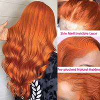 Orange Ginger Body Wave Wig – 13x4 HD Lace Front, Glueless & Pre-Plucked Human Hair Wig - Majesty Wig