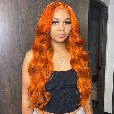 Orange Ginger Body Wave Wig – 13x4 HD Lace Front, Glueless & Pre-Plucked Human Hair Wig - Majesty Wig
