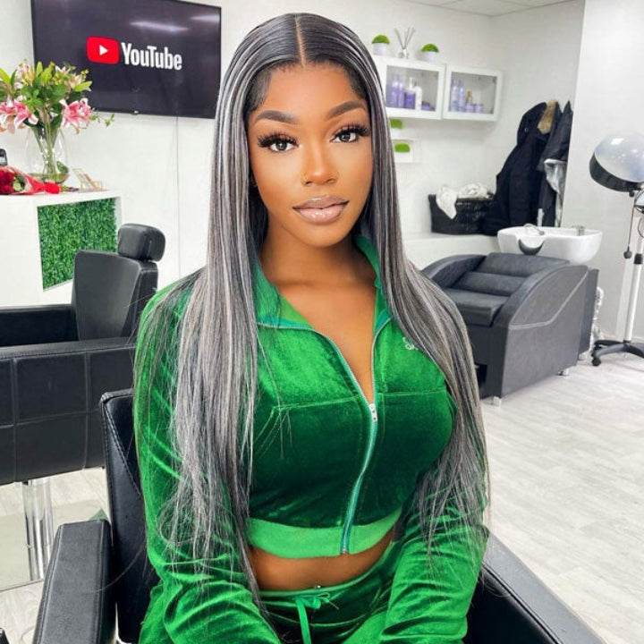Platinum Blonde Highlight Lace Front Wig – 13x4 HD Silky Straight Human Hair, Pre-Plucked with Baby Hair - Majesty Wig