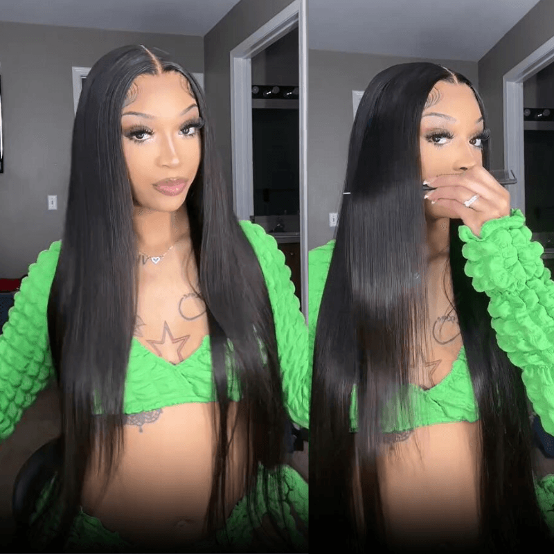 Pre-Bleached 13x6 HD Lace Front Wig – Straight Human Hair, 180% Density, Glueless & Transparent - Majesty Wig