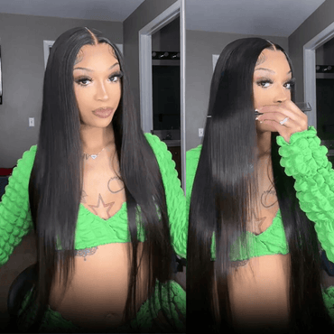 Pre-Bleached 13x6 HD Lace Front Wig – Straight Human Hair, 180% Density, Glueless & Transparent - Majesty Wig