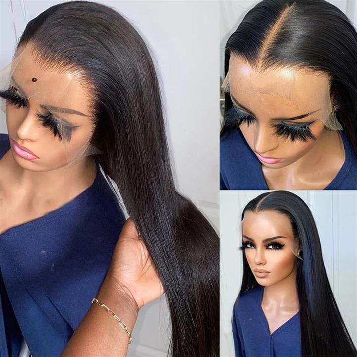 Pre-Bleached 13x6 HD Lace Front Wig – Straight Human Hair, 180% Density, Glueless & Transparent - Majesty Wig