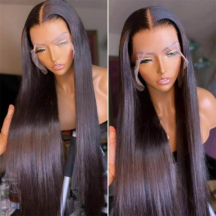 Pre-Bleached 13x6 HD Lace Front Wig – Straight Human Hair, 180% Density, Glueless & Transparent - Majesty Wig