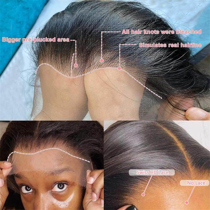 Pre-Bleached 13x6 HD Lace Front Wig – Straight Human Hair, 180% Density, Glueless & Transparent - Majesty Wig