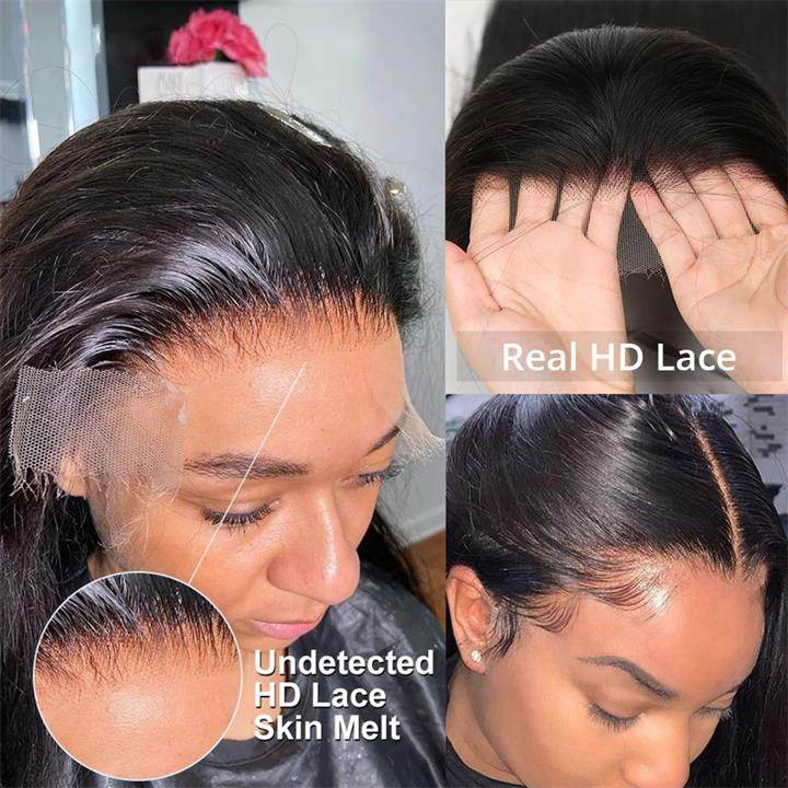Pre-Bleached 13x6 HD Lace Front Wig – Straight Human Hair, 180% Density, Glueless & Transparent - Majesty Wig
